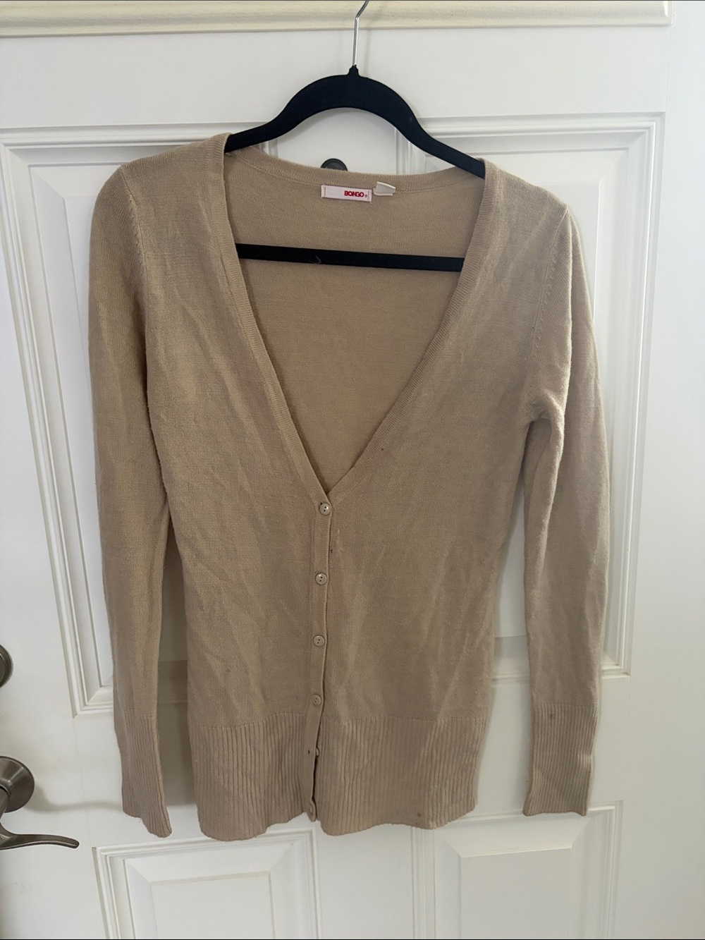 BONGO Taupe V-Neck Button Front Cardigan